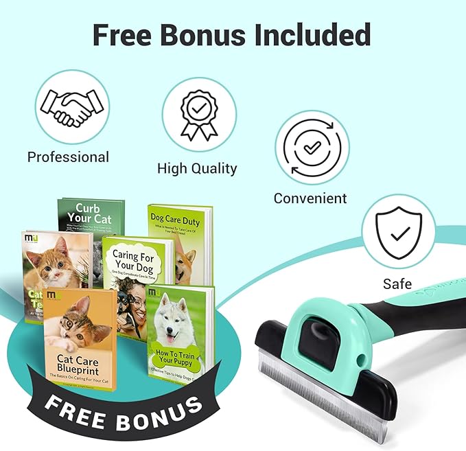 MIU COLOR Pet Grooming Brush, Deshedding Tool for Dogs & Cats, Effectively Reduces Shedding by up to 95% for Short Medium and Long Pet Hair,Spring Green