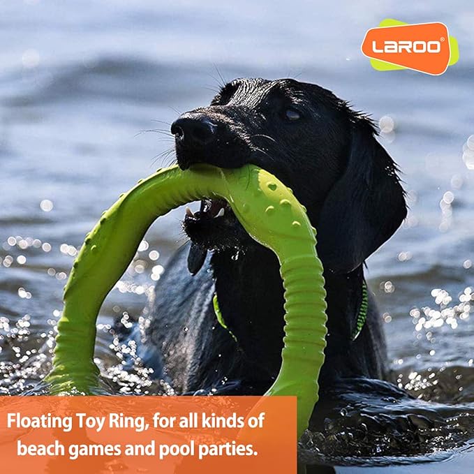 LaRoo Dog Flying Ring Toys, Floating Flying Dog Disc Toys, Summer Pet Training Outdoor Durable Chew Toys for Medium and Large Dogs (Medium Green/22cm)