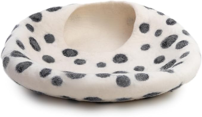 Large Wool Cat Bed Cave - Extra Warm Kitty Beds Handcrafted Kitten Caves Bed for Indoor Cats - Eco-Friendly Felt, Foldable Cat Hidewawy Covered Cat House Pod