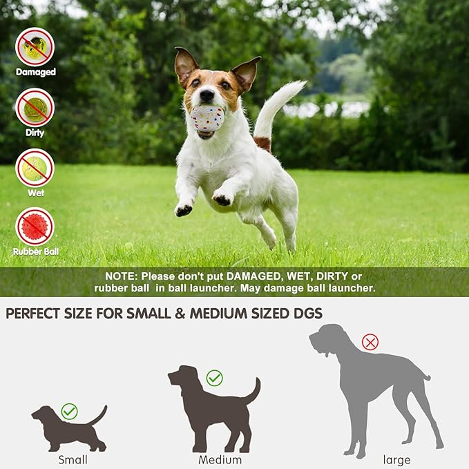 Automatic Ball Launcher for Dogs, Interactive Dog Ball Thrower with 12pcs 58mm ETPU Tennis Balls, 3 Range Modes, One Button Control, Support C-Type Charging