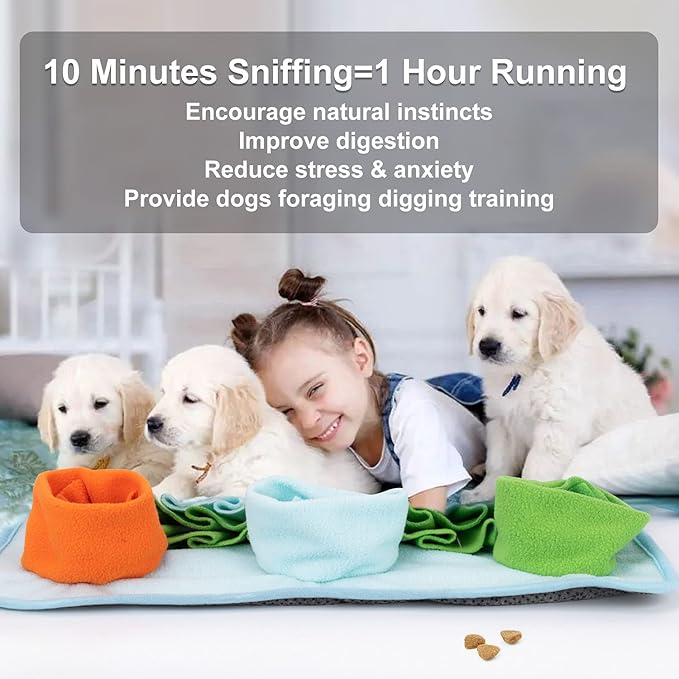 Snuffle Mat for Dog Puzzle Toys Interactive Pet Food Mat Cat Feeding with Fixing Handle Brain Stimulating Hand and Machine Washable Perfect for Any Breed