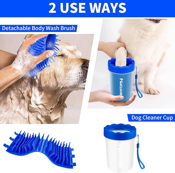 Dog Paw Cleaner, Washer, Muddy Pet Foot Cleaner for Small Medium Large Breed Dogs/Cats (with 3 absorbent towel) (Navy Blue, Medium)