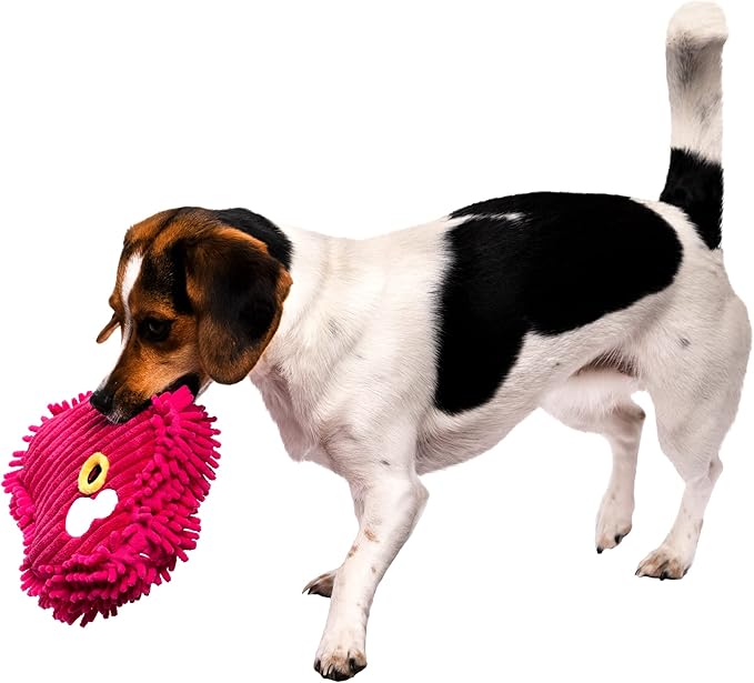 goDog PlayClean Germs Squeaky Plush Dog Toy with Odor-Eliminating Essential Oils, Chew Guard Technology - Pink, Large