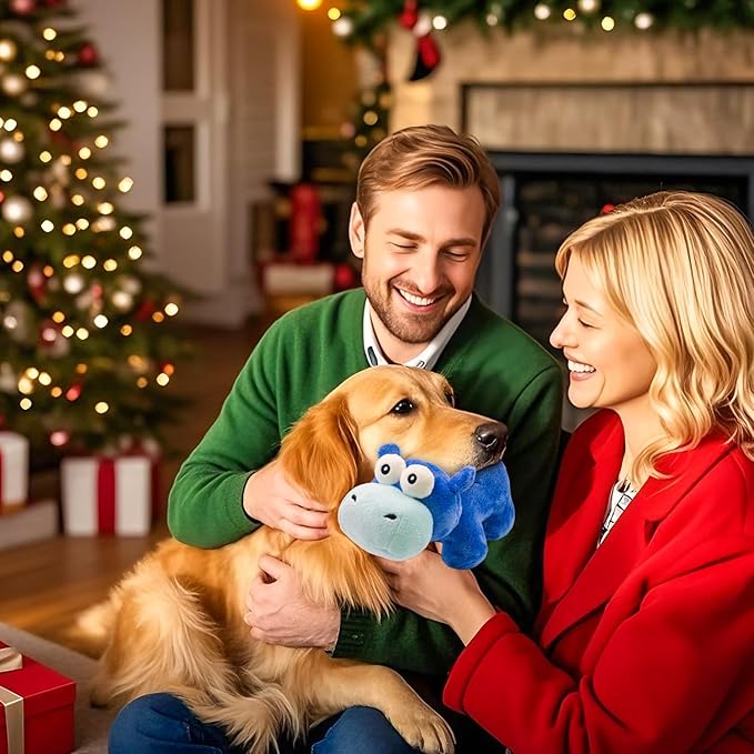 Squeaky Dog Toy Cute Plush Dog Toys Safe Puppy Teething Chewing for Small, Medium, and Large Breed Stuffed Hours of Fun ๐๐ฎ๐๐๐ฅ๐ ๐๐ฎ๐๐๐ฒ ๐๐จ๐ซ pups-Hippo