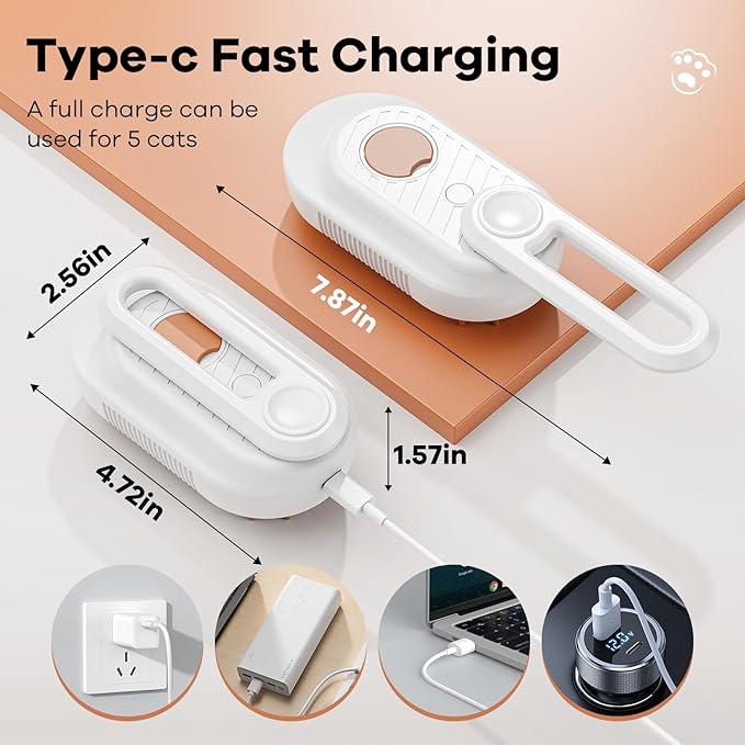 Cat Steam Brush for Shedding, 4 in 1 Rechargeable Steam Brush for Cats and Dogs, Anti-Static, Massage, Cleaning, Shedding & Combing All In One! (white)