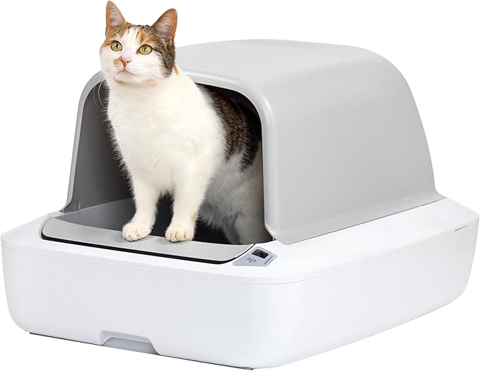 PetSafe ScoopFree Crystal Pro Automatic Self Cleaning Cat Litter Box System – Enclosed Front-Entry – Advanced Odor Control – Includes 1 Disposable Crystal Litter Tray – White (PAL00-18017)