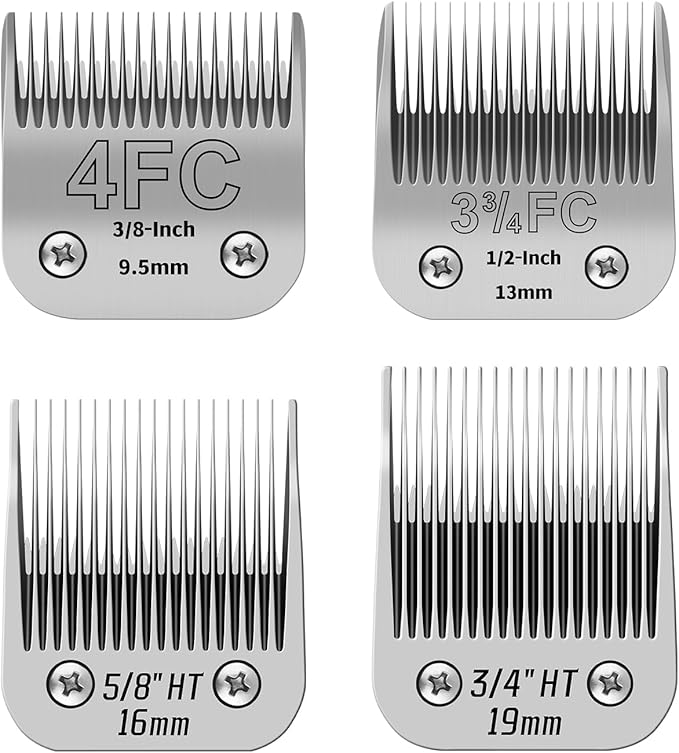 Pet Dog Grooming Detachable Ceramic Blades Kit,Compatible with Andis,Oster A5,Wahl KM10 Clippers,Cut Length 3/8"(9.5mm) to 3/4" (19mm), Large Size 4-Piece Set