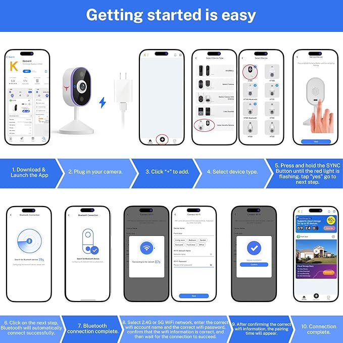 Indoor Surveillance Home Security Camera, 2-Way Audio, Night Vision, Smart AI Human Detection, App Control, Cloud Storage (Sold Separately), Dual-Band 2.4G/ 5G Wi-Fi