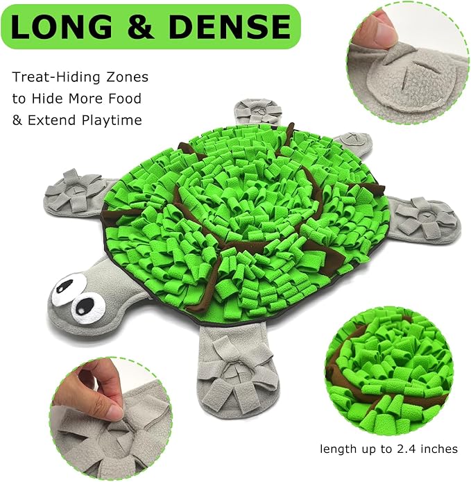 Snuffle Mat for Dogs, Tortoise-Themed Slow Feeder for Small/Middle/Large Breed, Durable Washable Portable Pet Feeding Mat, Nose Work Training Pad, Anxiety Relief & Mental Stimulation(S, Green)
