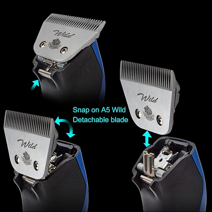 Detachable Blade - Size 15W Wide Blade 3/64", Made of Extra Durable Japanese Steel, Compatible with Most Andis, Oster, Wahl A5 Clippers