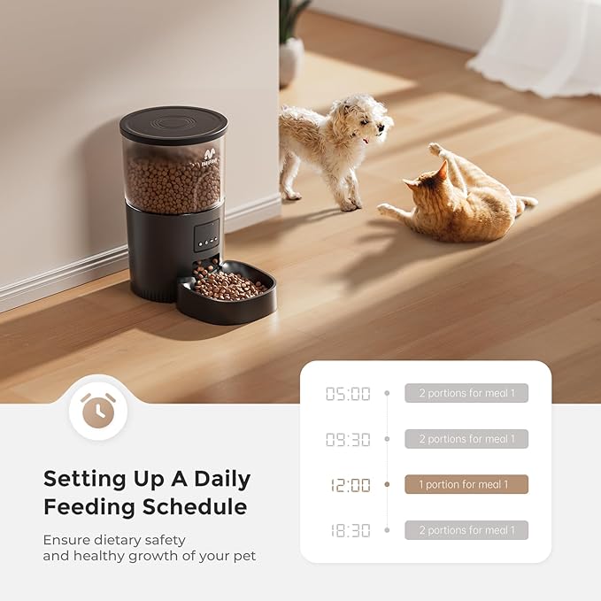 Automatic Cat Feeder - 3L Pet Dry Food Dispenser with Timed Programmable Portion Control, Dual Power Backup, Easy Set Up, 10 Meals Per Day for Cats and Puppies, Black(Remote Not Supported)