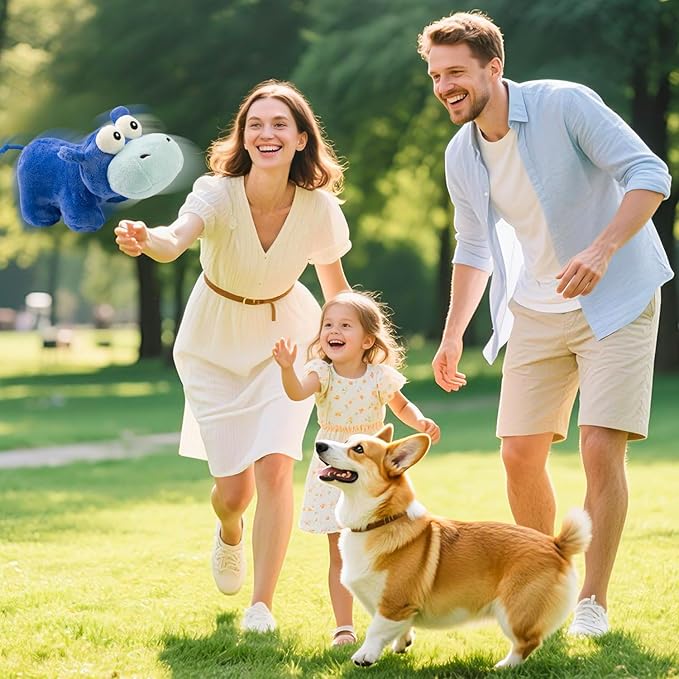 Squeaky Dog Toy Cute Plush Dog Toys Safe Puppy Teething Chewing for Small, Medium, and Large Breed Stuffed Hours of Fun ๐๐ฎ๐๐๐ฅ๐ ๐๐ฎ๐๐๐ฒ ๐๐จ๐ซ pups-Hippo