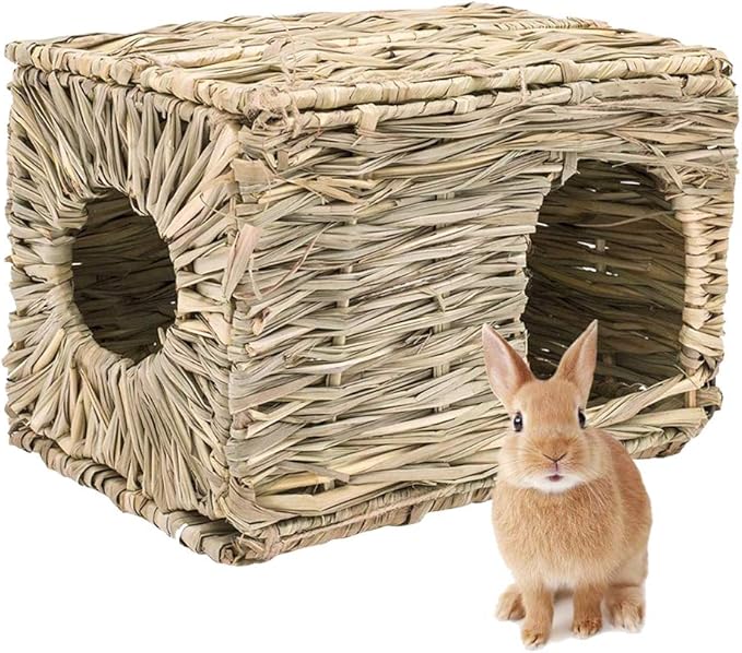 LWINGFLYER Rabbit Grass House Bunny Grass House Sleeping Chew Toys for Small Animal Bunny Hamster Chinchillas Guinea Pet Hay Bed (1PCS)