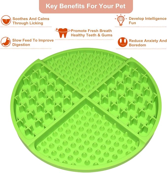 Bangp Licking Mat for Dogs and Cats,Dog Slow Feeders,Boredom Anxiety Reduction,Heavy-Duty Puzzle Mat Dog Treat Mat with Unique Quadrant Design,Perfect for Yogurt,Treats or Peanut Butter(Green)