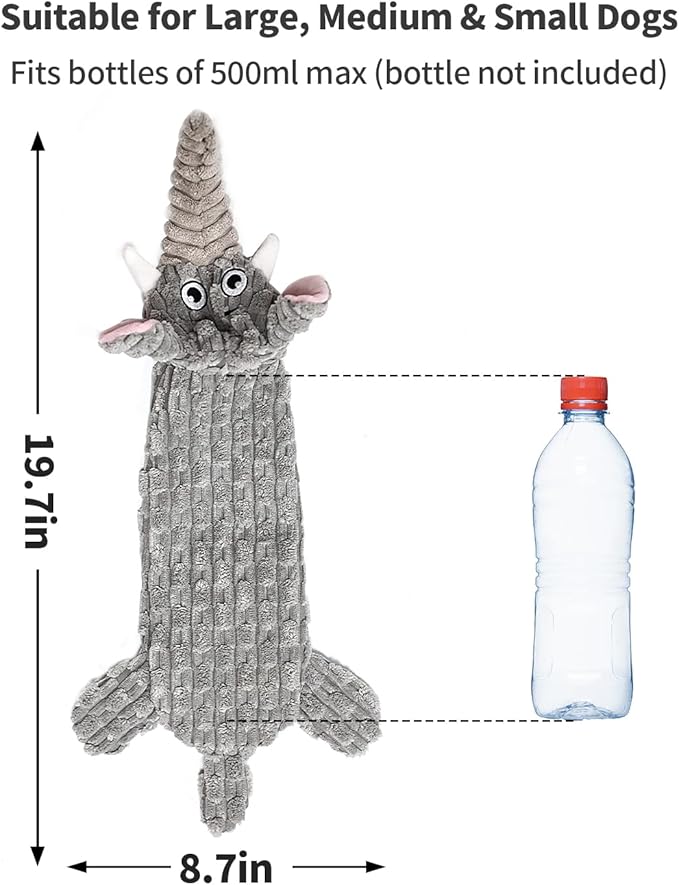 Dog Toys, Squeaky Plush No Stuffing Crinkle Dog Toy for Small Medium Large Dogs, Interactive Puppy Teething Water Bottle Dog Chew Toy