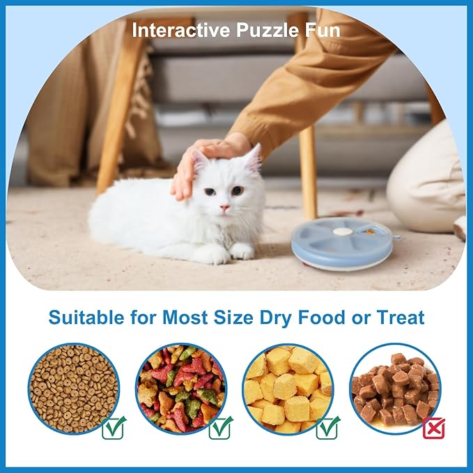 Interactvie Cat Treat Toys, Food Puzzle, Maze Feeder Toys for Indoor Cats and Kittens (Blue)
