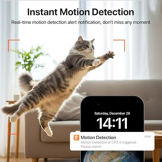 Tenda 2K Indoor Security Camera, WiFi6 Pet Camera for Home Security, 360°, 2-Way Audio, Motion Detection for Baby and Pet Monitor, Night Vision, Cloud & SD Card Storage, One-Touch Call (CP3-V3.0)