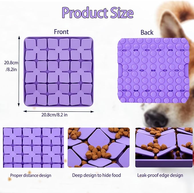 Silicone Snuffle Mat for Small Dogs Puppy Cat Slow Down Eating,Slow Feeder Lick Mat for Dry Wet Food for Pet Training Smell,Encourages Natural Foraging Skill,Relieving Stress