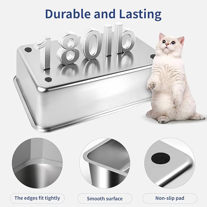 XXXL Stainless Steel Litter Box with Lid, Extra Large 28" L x 20" W x 17" H Enclosed Metal Cat Litter Box with Litter Scoop & Foot Pedal, Odor Control, Easy Cleaning for Big Cats (Light Grey)