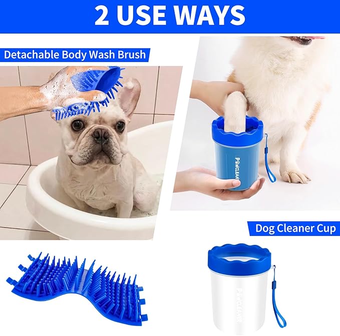 Dog Paw Cleaner, Washer, Muddy Pet Foot Cleaner for Small Medium Large Breed Dogs/Cats (with 3 absorbent towel) (Navy Blue, Small)