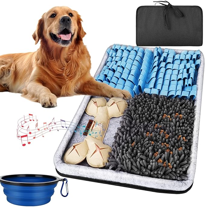 Snuffle Mat for Dogs, Interactive Feed Mat for Boredom, 17.3"×23.6" Pet Foraging Mat for Smell Training and Slow Eating with Stress Relief, Foraging Skills, Brain Stimulation (Solid Color)