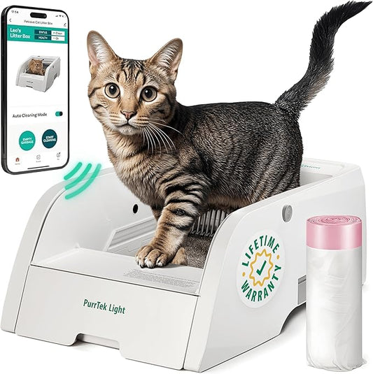 Self Cleaning Litter Box with Auto Safety Sensors for Multiple Cats - Automatic Cat Litter Box Self-Cleaning - Covered Ultra Odor Removal - Smart APP Control - Compatible On All WiFi - Electric Robot