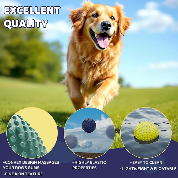 Dog Balls, EVA Dogs Toy Ball for Aggressive Chewers, 5 Inch Durable High Elasticity Interactive Ball for Training Dog Catch and Fetch, Floatable Toy for Medium and Large Dogs Puppies(Dark Blue)