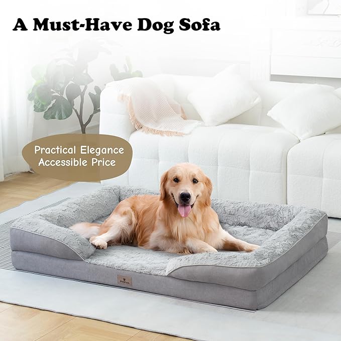 Orthopedic Dog Bed for Large Dogs - Big Washable Dog Sofa Beds Large, Supportive Foam Pet Couch Bed with Removable Washable Cover, Waterproof Lining and Nonskid Bottom