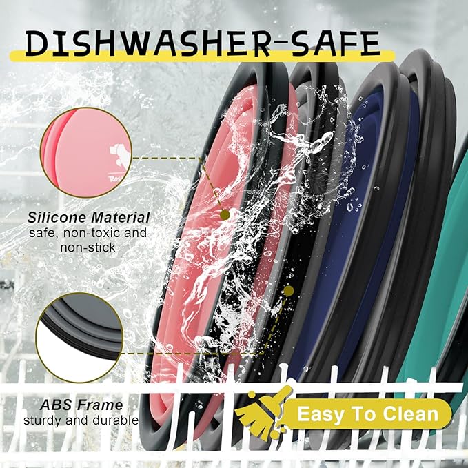 Rest-Eazzzy Collapsible Dog Bowls for Travel, 2-Pack Dog Portable Water Bowl for Dogs Cats Pet Foldable Feeding Watering Dish for Traveling Camping Walking with 2 Carabiners, BPA Free