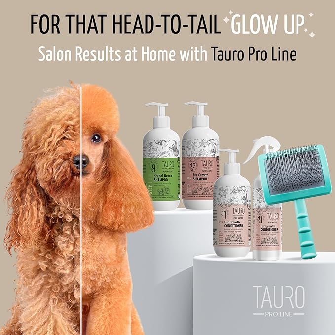 Tauro Pro Line Plastic Long & Short Hair Slicker Dog Brush for Deshedding & Detangling - Mint Slicker Brush for Dog & Cat Grooming - 0.98″ Pins, Flexible Cushion & Non-Slip Grip