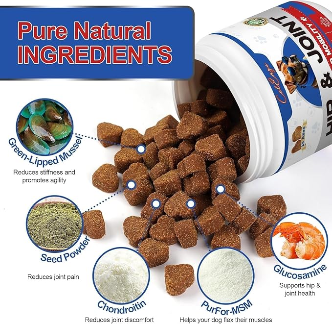 Glucosamine for Dogs 150 Count - Hip and Joint Supplement Chews with Chondroitin, MSM & Turmeric, Chondroitin Joint Supplement for Dogs - Hip & Joint Care for Joint Pain Relief - Chicken Flavor