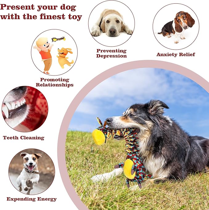 Tough Indestructible Dog Toys for Aggressive Chewers, Durable Dog Chew Toys for Large Breeds With Cotton Material & Crinkle Paper, Aggressive Chew Toys for Dogs