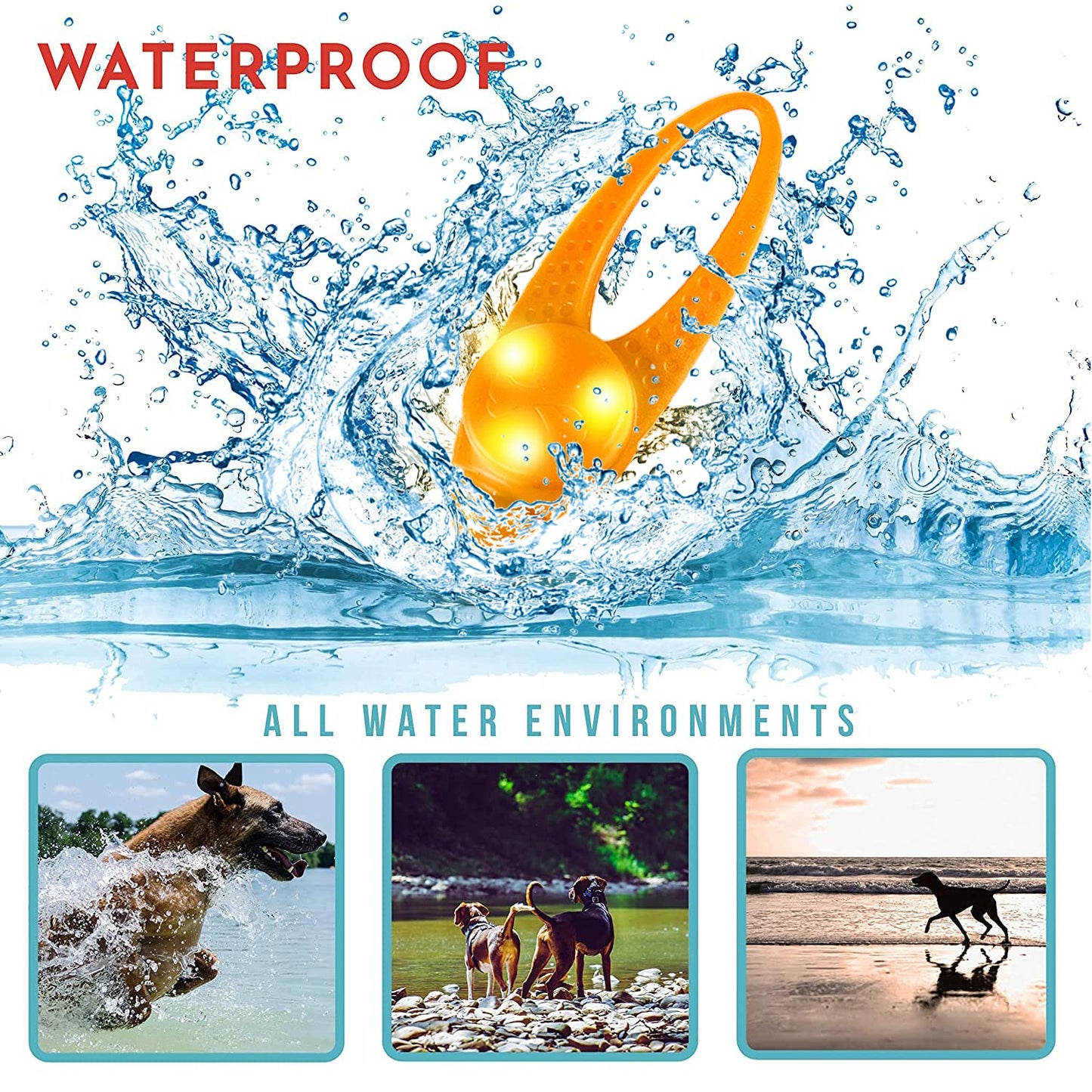 LaRoo Dog Lights for Night Walking - Led Dog Collar Lights for Nighttime, Clip On Light up Dog Collar Walking Flashlight(Orange)