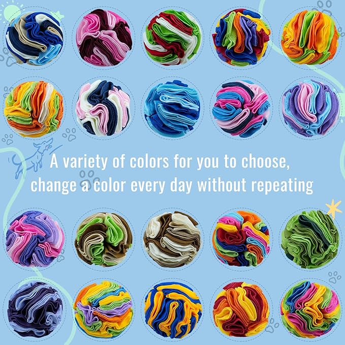 Pet Snuffle Ball, Puzzle Sniffing Interactive Dog Ball for Blind Dogs Training Stress Relief Dog Enrichment Toys Treat Machine Washable (15cm, Sunset Color)