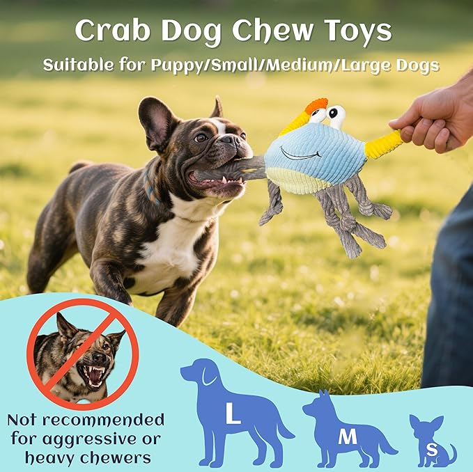 Dog Toys for Aggressive Chewers – 3-in-1 Squeaky Interactive Chew Toy with Spiky Ball for Small, Medium & Large Dog, Pet Plush Toys(Bouncing Ball Not Included)