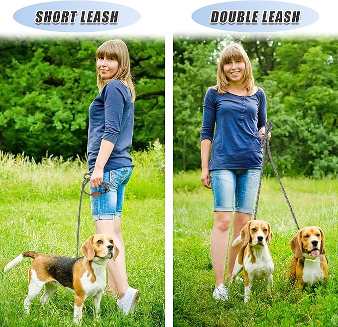 Mile High Life Hands Free Dog Leash, Crossbody Waist Leash with Genuine Leather Connection, Multifunctional Adjustable Slip Lead for Dog Walking Running (White, 7FT)