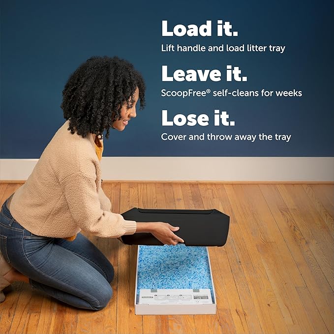 PetSafe ScoopFree Crystal Pro Automatic Self Cleaning Cat Litter Box System – Enclosed Front-Entry – Advanced Odor Control – Includes 1 Disposable Crystal Litter Tray – Black (ZAL00-18159)