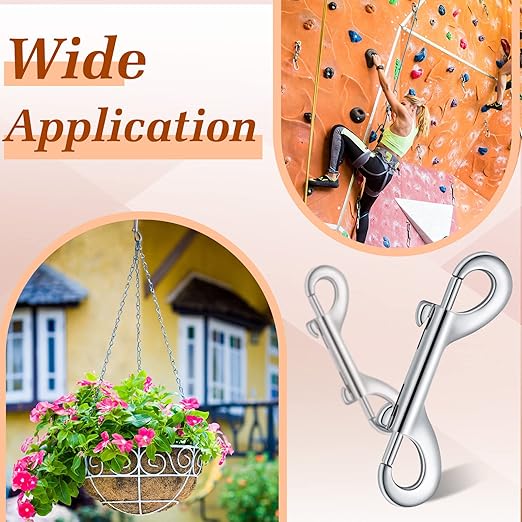 Hotop 80 Pcs 3.5 Inch Double Ended Bolt Snaps Hooks Zinc Alloy Trigger Chain Metal Clips Key Holder for Linking Key Chain Dog Leash Collar Pet Sling Feed Buckets(Silver)