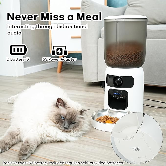 Maxee Cat Feeder, Automatic Dog Feeder with Camera, Cat Food Dispenser, 5G WiFi Pet Feeder with 2-Way Audio, Timed Pet Feeders, Motion Detection& Nightvision&120°Wideangle