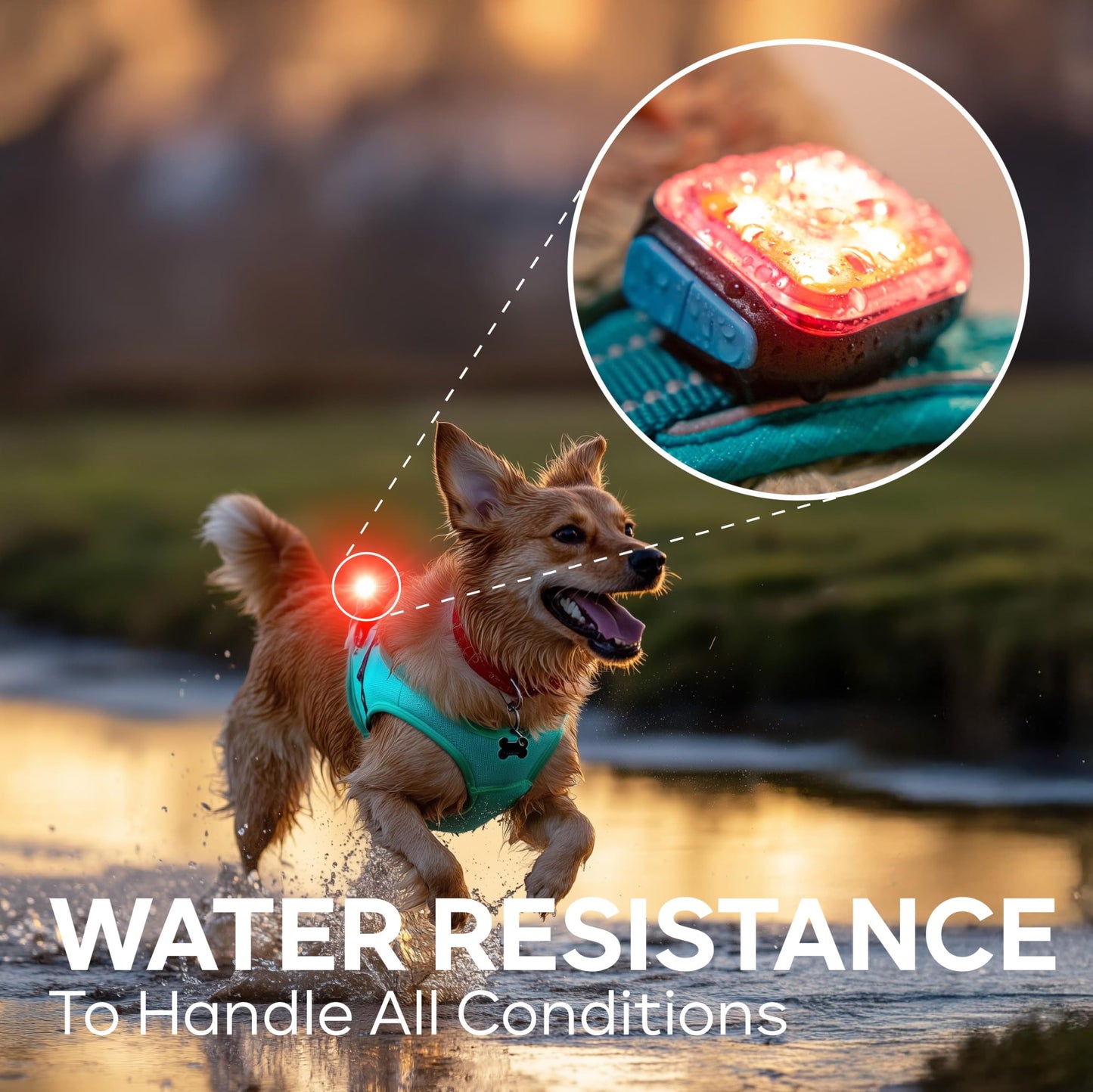 Dog Collar Light (1 Pack), Powerful 500 Lumens Dog Lights for Night Walking, New Generation Rechargeable Reflective Dog Light - Dog Hiking Gear