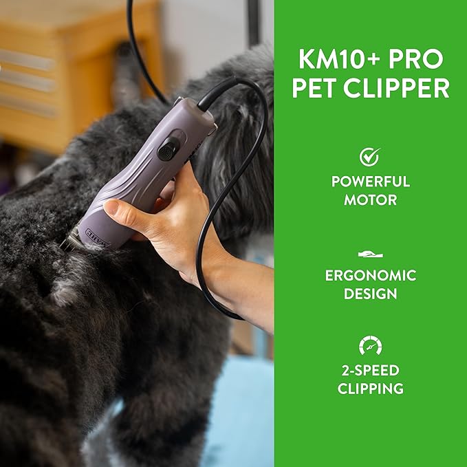 Wahl Pro Animal KM10+ Corded Clipper - New #10 Prime Series Blade, LOCKGUARD Patent Pending Technology & Textured Housing Design - Clippers for Cats, Dogs & Horses - Lightweight - 2-Speeds - Purple