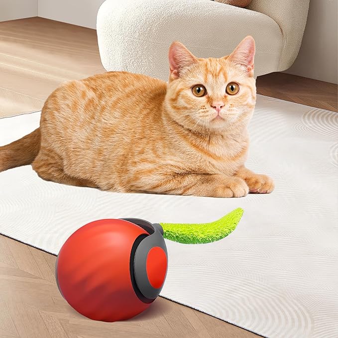 Speedy Tail 2.0 Interactive Cat Toy, 2025 Smart Rolling Ball for Pets, Automatic Motion Plaything for Cats and Dogs, Self-Moving Orange Pet Play Ball.