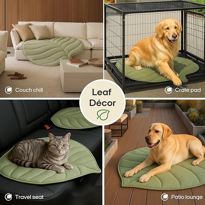 Dog Cooling Mat - Large Leaf Shaped, Washable, Non-Slip, Summer Pad for Dogs and Cats, Lightweight