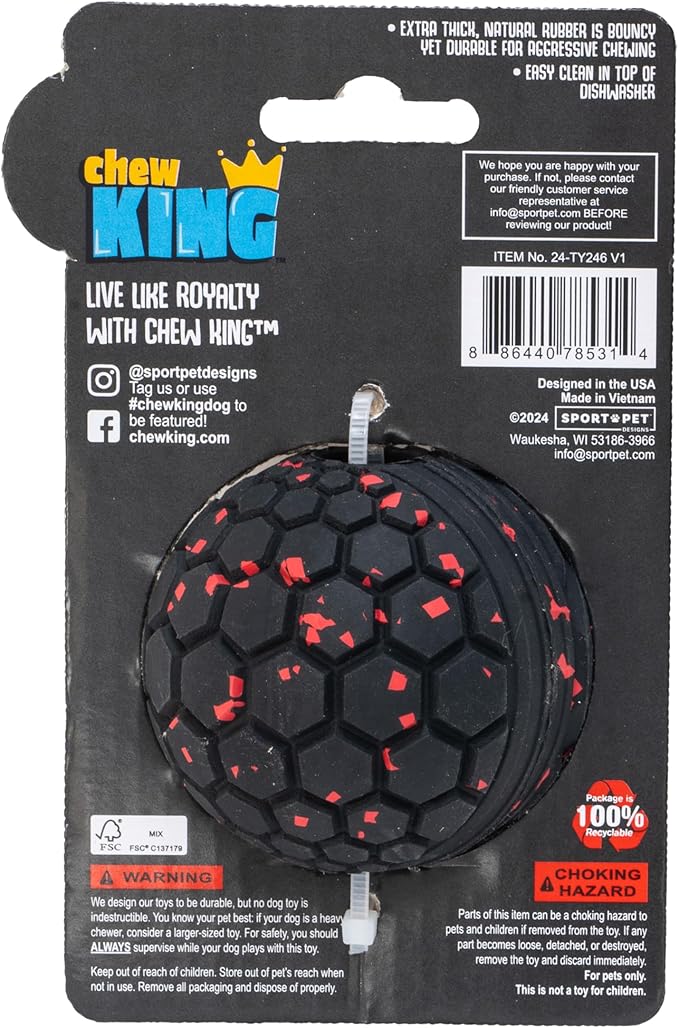 Chew King Supreme Dog Toy Collection, Small 2.5" Supreme Fetch Ball