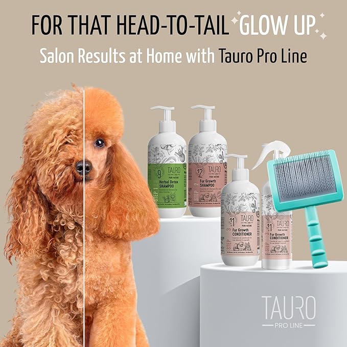 Tauro Pro Line Plastic Long & Short Hair Slicker Dog Brush for Deshedding & Detangling - Mint Slicker Brush for Dog & Cat Grooming - 0.79″ Pins, Flexible Cushion & Non-Slip Grip