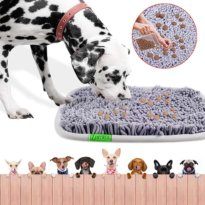 Snuffle Mat for Dogs, 17" x 21" Dog Snuffle Mat Interactive Feed Game for Boredom, Encourages Natural Foraging Skills and Stress Relief, Easy to Fill Machine Washable
