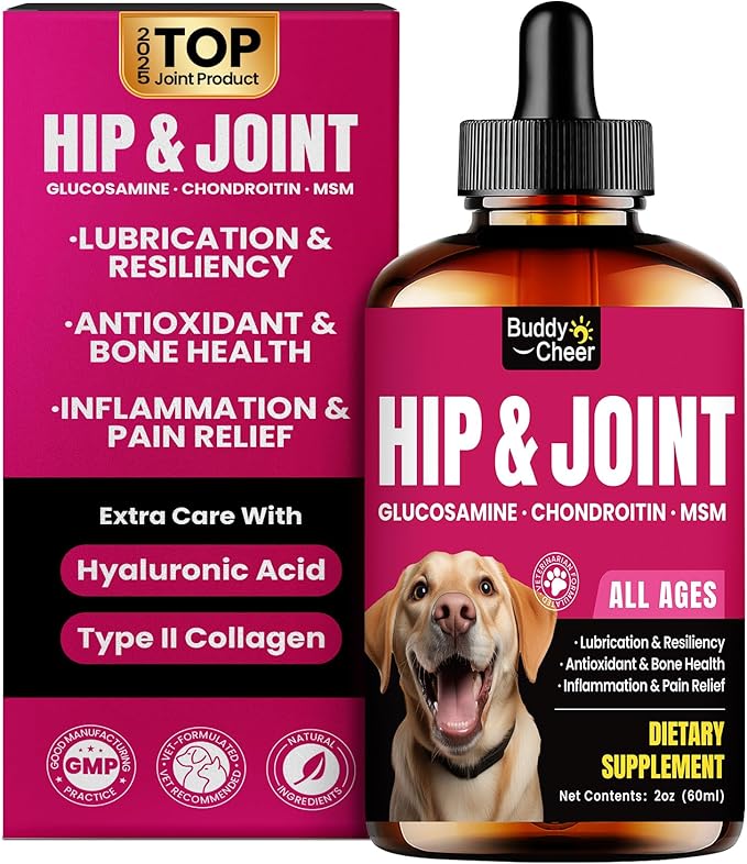 Glucosamine for Dogs, Liquid Hip and Joint Supplement, Chondroitin Drops for Dogs, Joint Drops for Dog, Dog Supplement for Mobility Pain Relief - 60ml