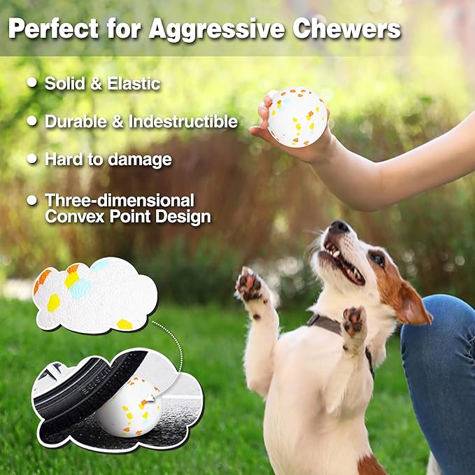 Dog Balls Tennis Ball Toys 2 Pack Dog Toys for Aggressive Chewers Indestructible Durable Teething Chew Bouncy Safe Balls Dogs Floating for Water Toy Fetch Pet Ball for Large Medium Dogs(Blue+Yellow)