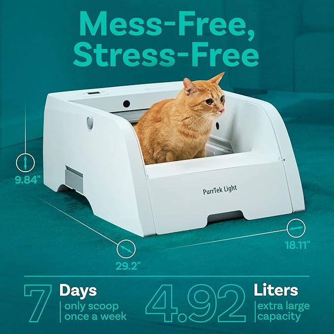 Self Cleaning Litter Box with Auto Safety Sensors for Multiple Cats - Automatic Cat Litter Box Self-Cleaning - Covered Ultra Odor Removal - Smart APP Control - Compatible On All WiFi - Electric Robot