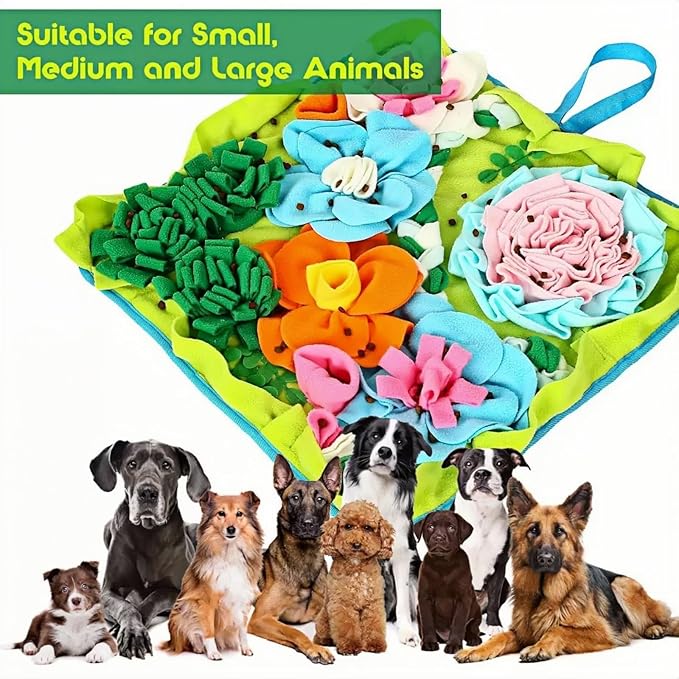 Snuffle Mat for Dogs, Slow Feeding Game Interactive Puzzle Dog Food Mat,Encourage Natural Foraging Skill-Dog Snuffle Mat 19.7''x19.7''Easy to Clean, Durable